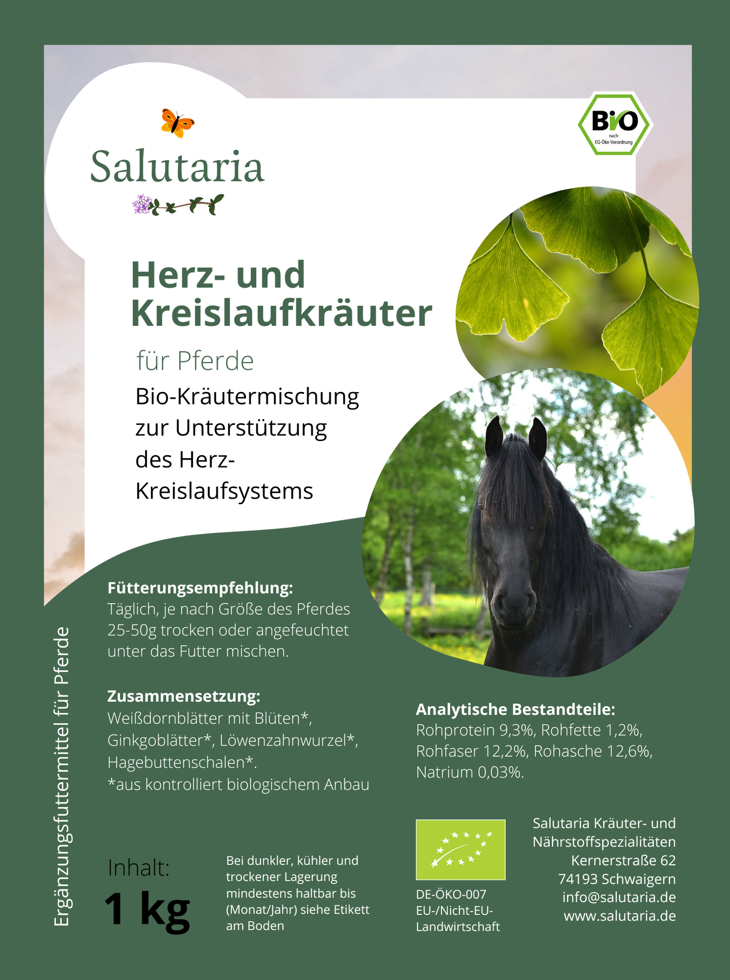 Salutaria Bio Herz- und Kreislaufkräuter für Pferde - alte Pferde, Senioren