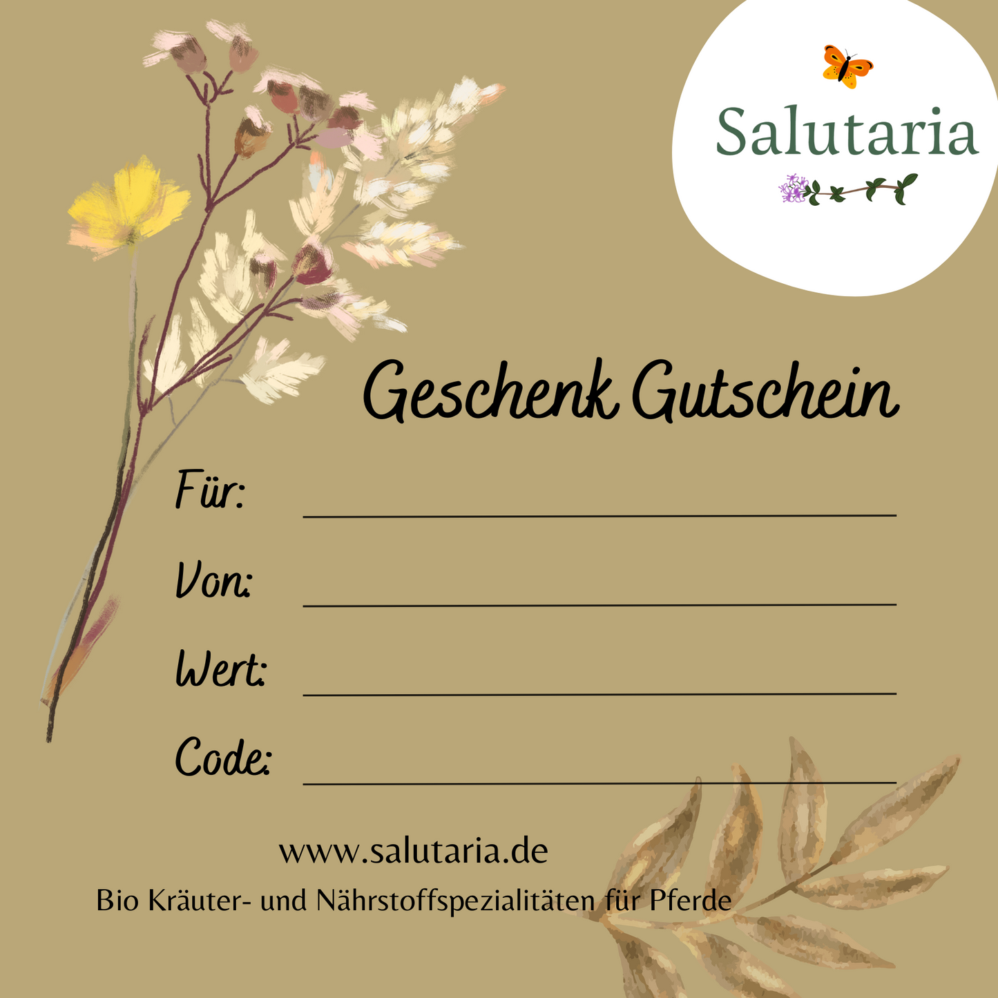Salutaria® Geschenk Gutschein (kostenloser Versand)
