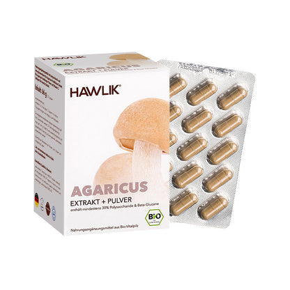 HAWLIK Bio Agaricus Extrakt + Pulver Kapseln